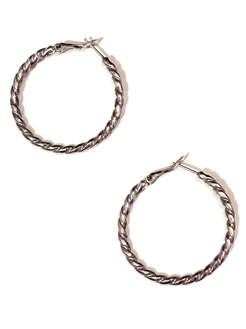Brighton Twist Hoop Charm earrings Hold mini & regular charms Silver Retired - Picture 2 of 8